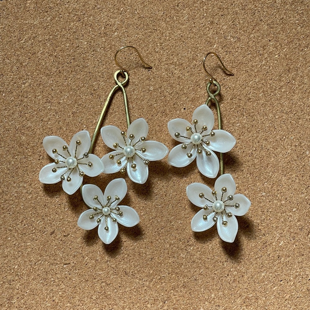 Floral & Pearl Handmade Dangle Earrings